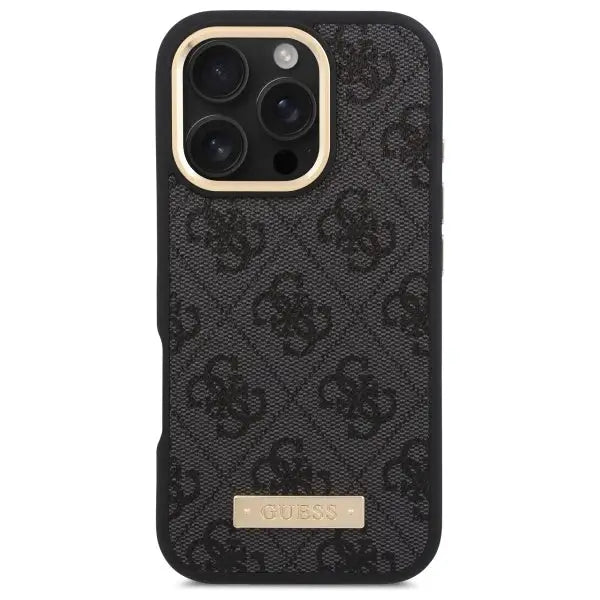 Guess 4G Logo Plate MagSafe Case for iPhone 16 Pro - Black - Cell phone cases and covers<<<HurtelXML