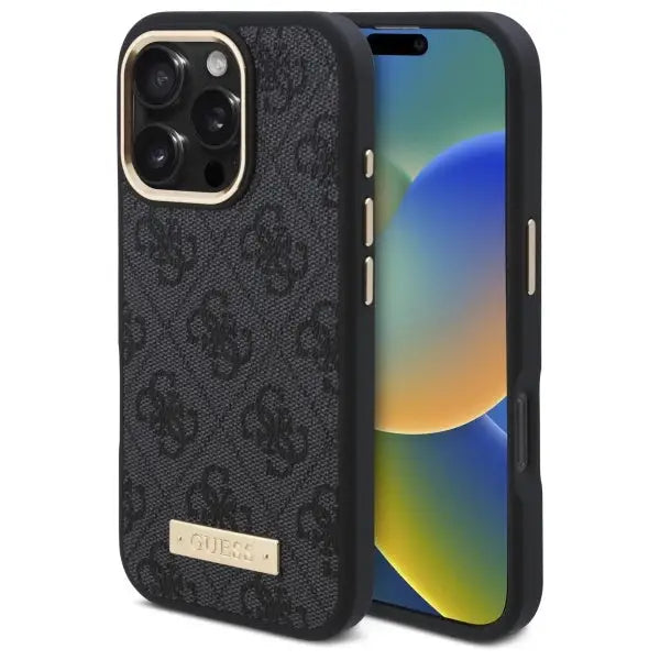 Guess 4G Logo Plate MagSafe Case for iPhone 16 Pro Max - Black - Cell phone cases and covers<<<HurtelXML