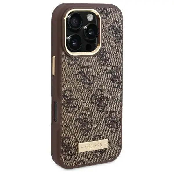 Guess 4G Logo Plate MagSafe Case for iPhone 16 Pro Max - Brown - Cell phone cases and covers<<<HurtelXML