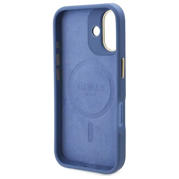 Guess 4G Logo Plate MagSafe iPhone 16 Case - Blue - Cell phone cases and covers<<<HurtelXML
