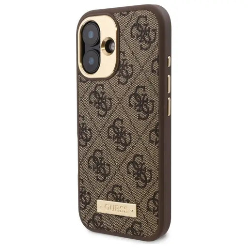 Guess 4G Logo Plate MagSafe iPhone 16 Case - Brown - Cell phone cases and covers<<<HurtelXML