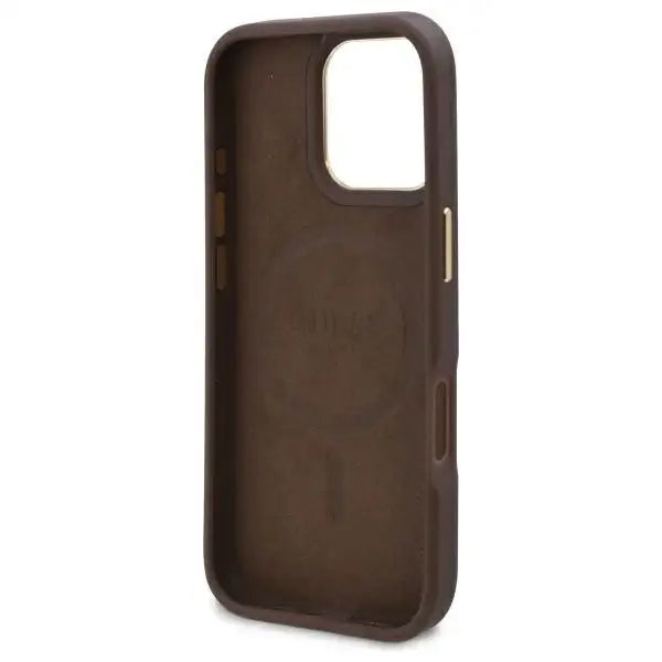 Guess 4G Logo Plate MagSafe iPhone 16 Pro Case - Brown - Cell phone cases and covers<<<HurtelXML
