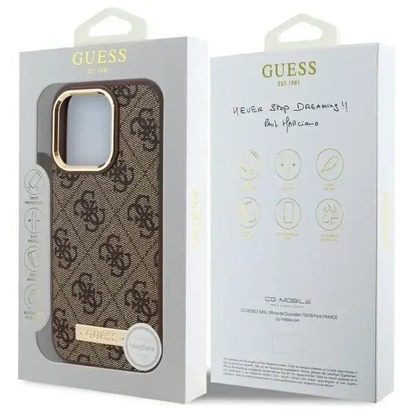 Guess 4G Logo Plate MagSafe iPhone 16 Pro Case - Brown - Cell phone cases and covers<<<HurtelXML