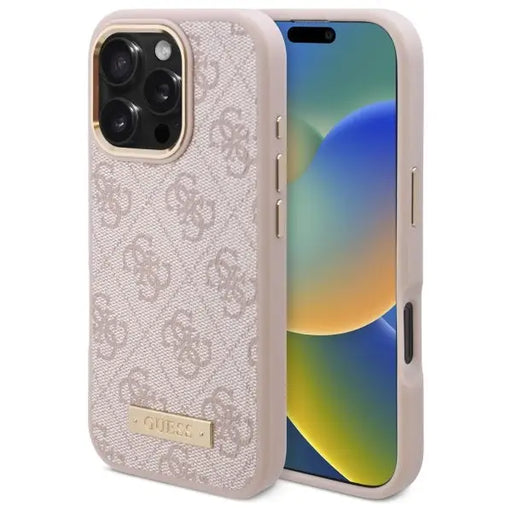 Guess 4G Logo Plate MagSafe iPhone 16 Pro Case - Pink - Cell phone cases and covers<<<HurtelXML