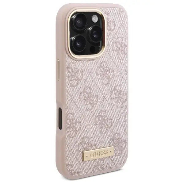 Guess 4G Logo Plate MagSafe iPhone 16 Pro Case - Pink - Cell phone cases and covers<<<HurtelXML