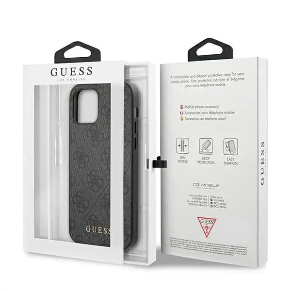 Guess 4G Metal Gold Logo Case for iPhone 12 / 12 Pro - Gray - Cell phone cases and covers<<<HurtelXML