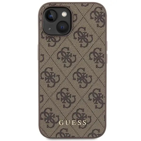 Guess 4G Metal Gold Logo case for iPhone 15 - brown - Cell phone cases and covers<<<HurtelXML