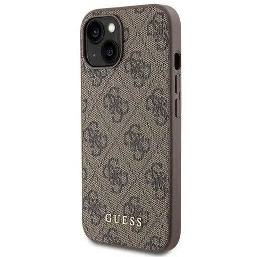 Guess 4G Metal Gold Logo case for iPhone 15 - brown - Cell phone cases and covers<<<HurtelXML