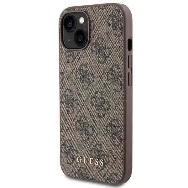 Guess 4G Metal Gold Logo case for iPhone 15 - brown - Cell phone cases and covers<<<HurtelXML