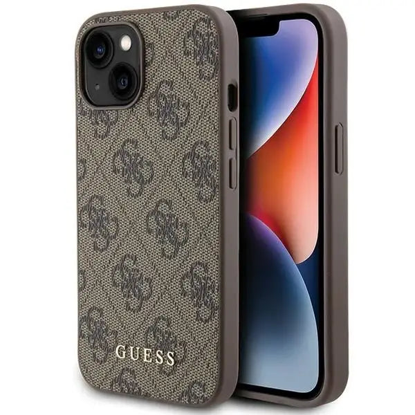 Guess 4G Metal Gold Logo case for iPhone 15 - brown - Cell phone cases and covers<<<HurtelXML