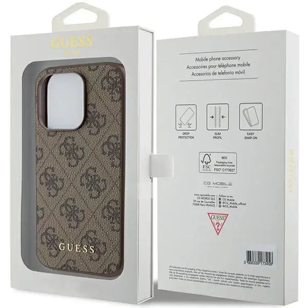 Guess 4G Metal Gold Logo case for iPhone 15 Pro - brown - Cell phone cases and covers<<<HurtelXML