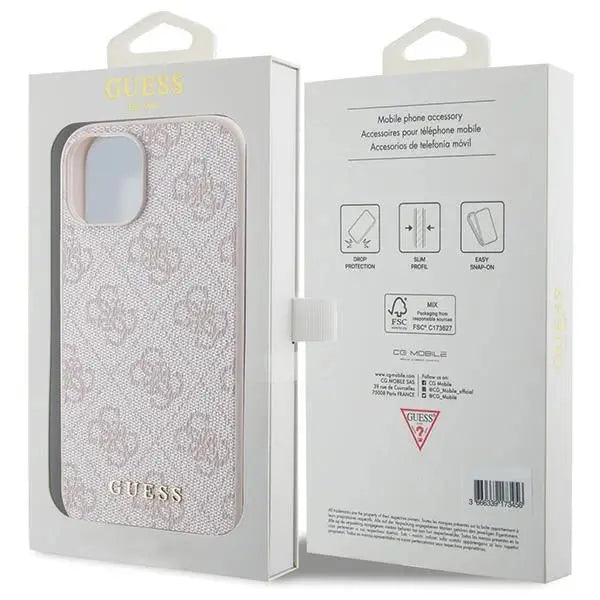 Guess 4G Metal Gold Logo iPhone 15 Plus Case - Pink - Cell phone cases and covers<<<HurtelXML