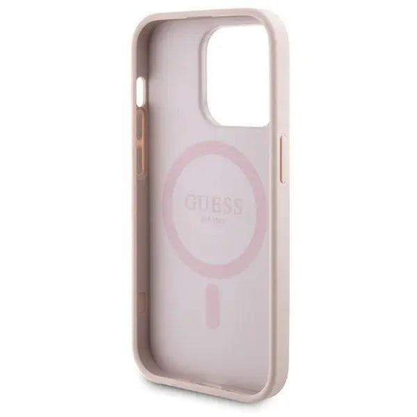 Guess 4G Metal Logo case set for iPhone 14 Pro + 5000mAh MagSafe power bank - pink - Cell phone cases