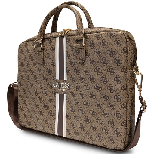 Guess 4G Printed Stripes bag for a 16’’ laptop - brown - Laptop bags<<<HurtelXML