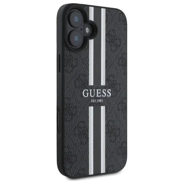 Guess 4G Printed Stripes MagSafe case for iPhone 16 - black - Cell phone cases and covers<<<HurtelXML