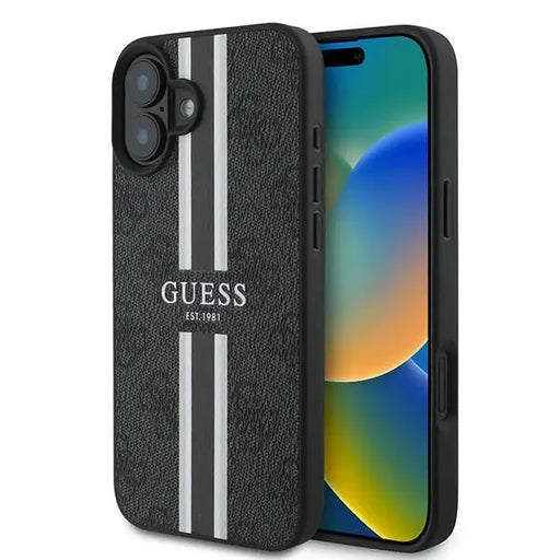 Guess 4G Printed Stripes MagSafe case for iPhone 16 Plus - black - Cell phone cases and covers<<<HurtelXML