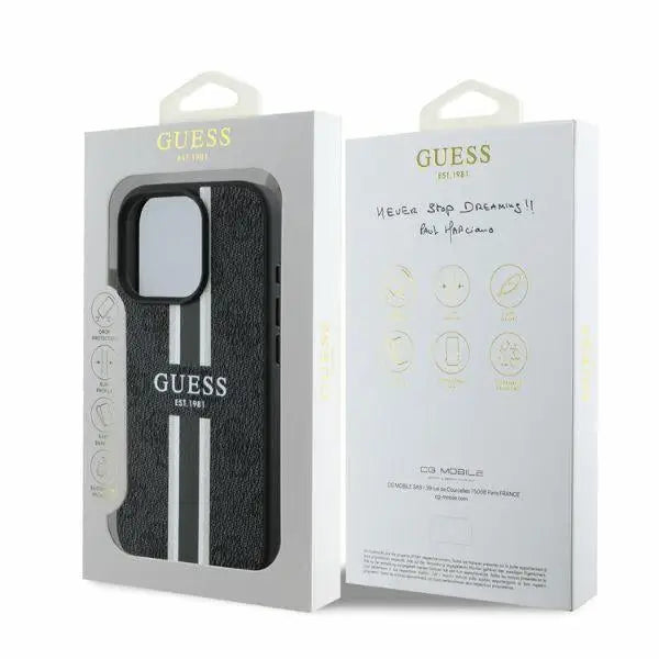 Guess 4G Printed Stripes MagSafe case for iPhone 16 Pro - black - Cell phone cases and covers<<<HurtelXML