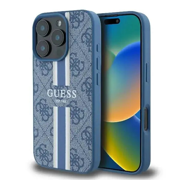 Guess 4G Printed Stripes MagSafe case for iPhone 16 Pro - blue - Cell phone cases and covers<<<HurtelXML