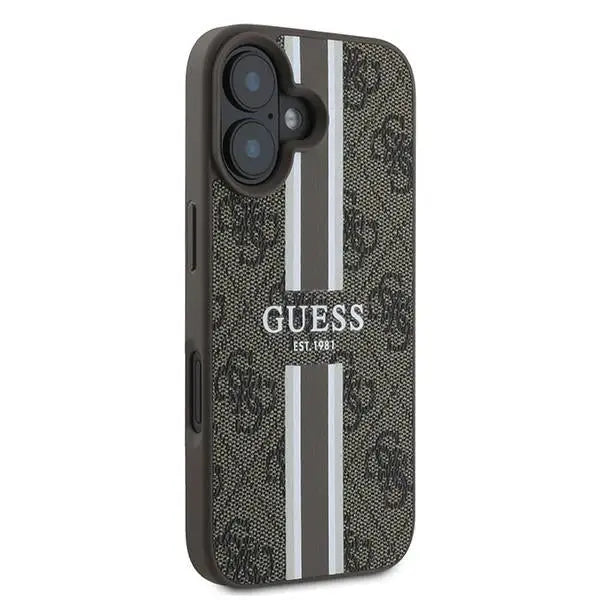 Guess 4G Printed Stripes MagSafe iPhone 16 Plus Case - Brown - Cell phone cases and covers<<<HurtelXML