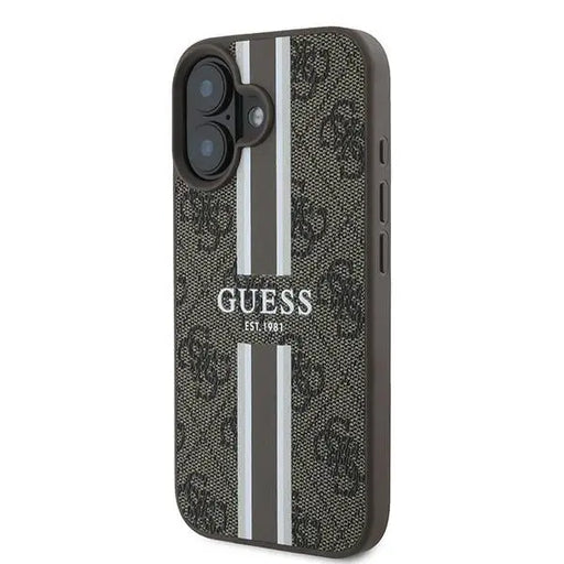 Guess 4G Printed Stripes MagSafe iPhone 16 Plus Case - Brown - Cell phone cases and covers<<<HurtelXML