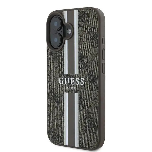 Guess 4G Printed Stripes MagSafe iPhone 16 Plus Case - Brown - Cell phone cases and covers<<<HurtelXML