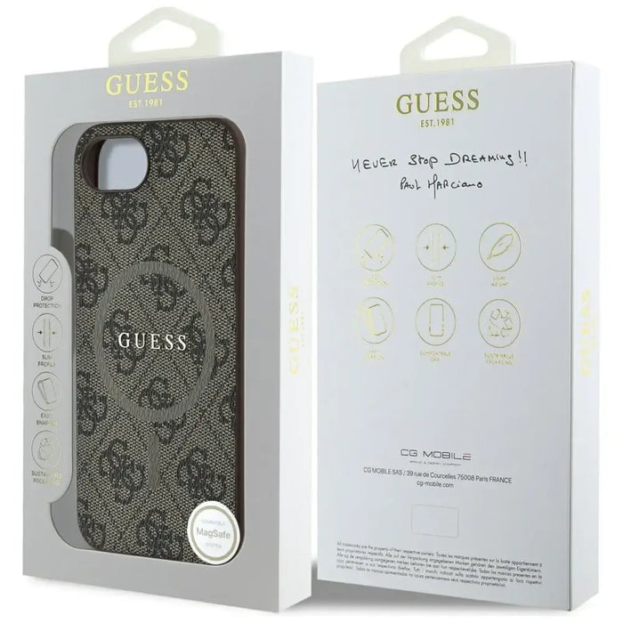 Guess 4G Ring Classic Logo MagSafe iPhone 16e Case - Brown - Cell phone cases and covers<<<HurtelXML