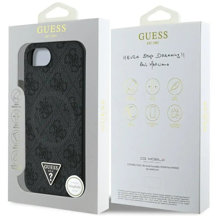 Guess 4G Ring Triangle Logo MagSafe case for iPhone 16e - black - Cell phone cases and covers<<<HurtelXML