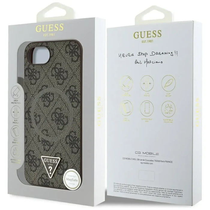 Guess 4G Ring Triangle Logo MagSafe iPhone 16e Case - Brown - Cell phone cases and covers<<<HurtelXML