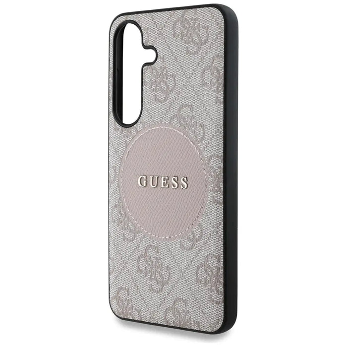 Guess 4G Round Patch Classic Logo MagSafe Case for Samsung Galaxy S25 Plus Pink - Cell phone cases