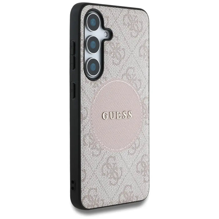 Guess 4G Round Patch Classic Logo MagSafe Case for Samsung Galaxy S25 Pink - Cell phone cases and covers<<<HurtelXML