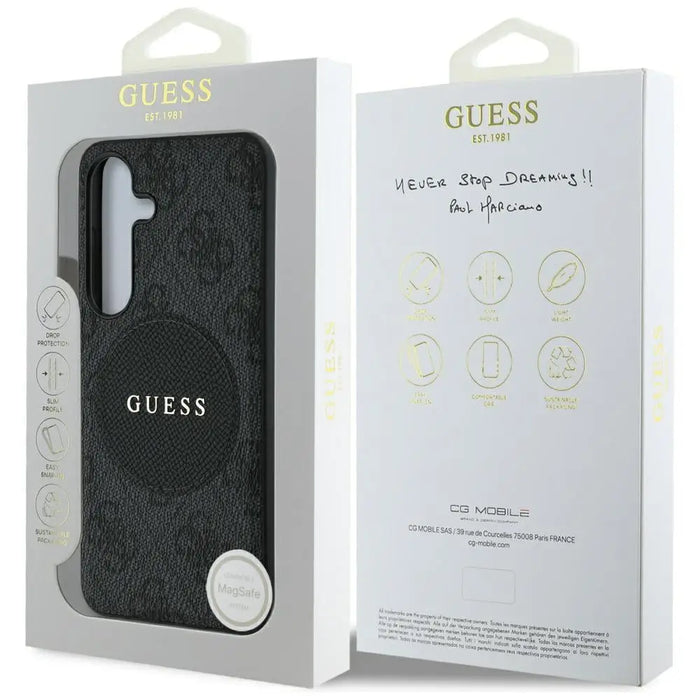 Guess 4G Round Patch Classic Logo MagSafe case for Samsung Galaxy S25 Plus black - Cell phone cases