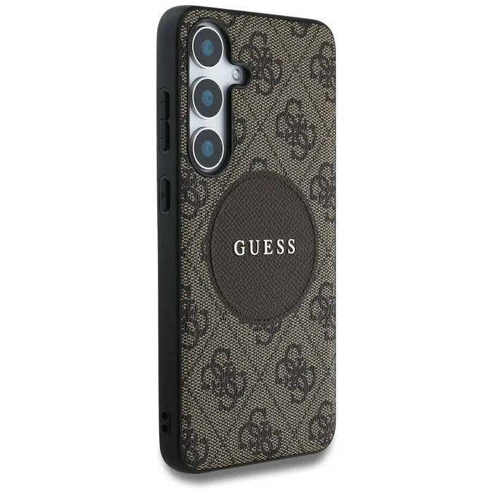 Guess 4G Round Patch Classic Logo MagSafe Case for Samsung Galaxy S25 Brown - Cell phone cases and covers<<<HurtelXML