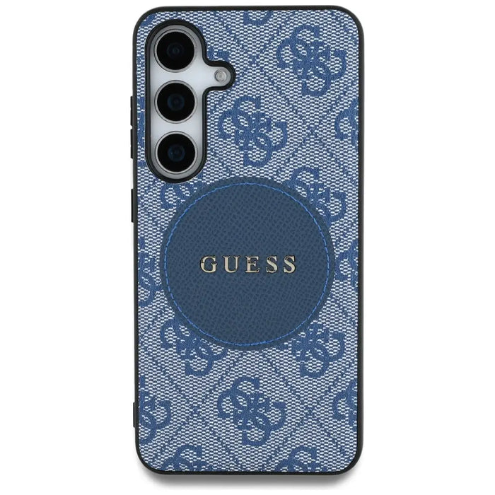 Guess 4G Round Patch Classic Logo MagSafe case for Samsung Galaxy S25 blue - Cell phone cases and covers<<<HurtelXML