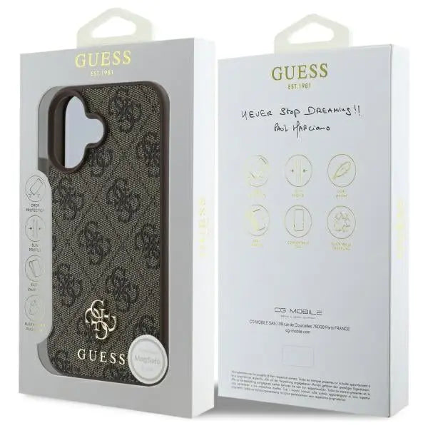 Guess 4G Small Classic MagSafe iPhone 16 Case - Brown - Cell phone cases and covers<<<HurtelXML