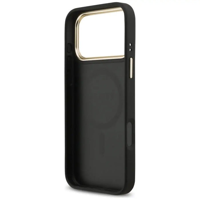 Guess 4G Srtass Logo & Big Strap Metal Buttons MagSafe Case for iPhone 17 Pro Max - Black - Cell phone cases