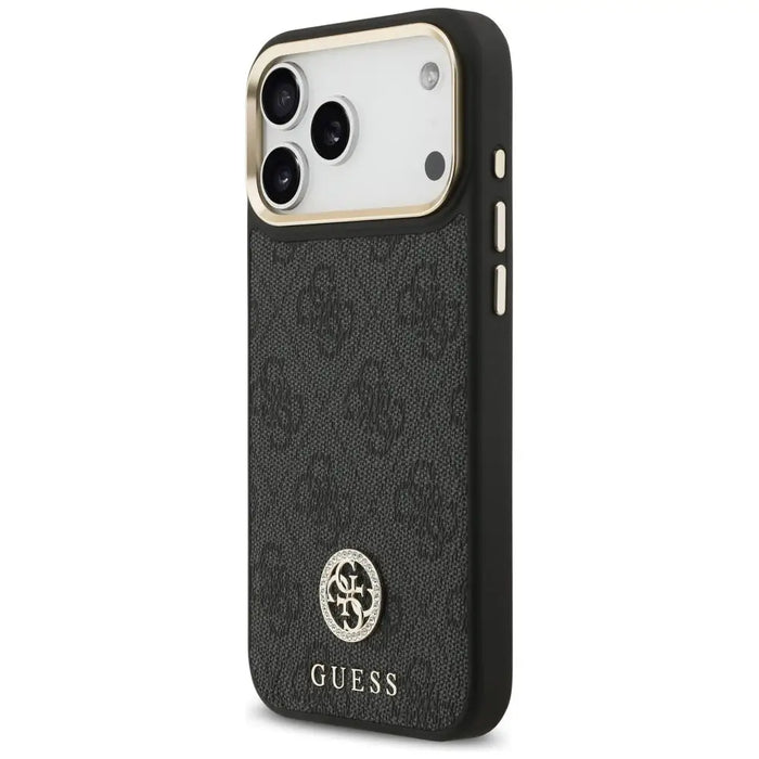 Guess 4G Srtass Logo & Big Strap Metal Buttons MagSafe Case for iPhone 17 Pro Max - Black - Cell phone cases