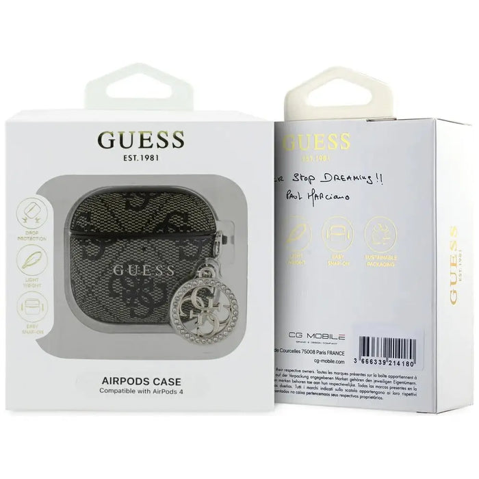Guess 4G Strass Charm Case for AirPods 4 - Brown - Cell phone cases and covers<<<HurtelXML