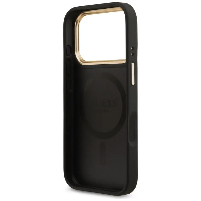 Guess 4G Strass Logo & Big Strap Metal Buttons MagSafe Case for iPhone 17 Pro - Black - Cell phone cases