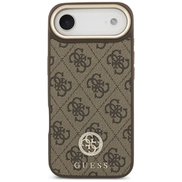 Guess 4G Strass Logo & Big Strap Metal Buttons MagSafe Case for iPhone Air - Brown - Cell phone cases