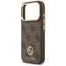 Guess 4G Strass Logo & Big Strap Metal Buttons MagSafe Case for iPhone 17 Pro - Brown - Cell phone cases