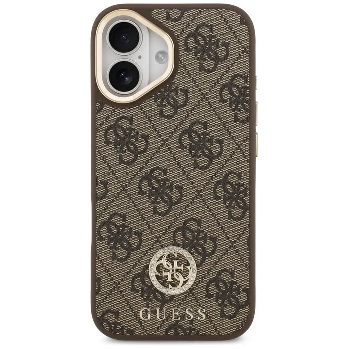 Guess 4G Strass Logo & Big Strap Metal Buttons MagSafe Case for iPhone 17 - Brown - Cell phone cases