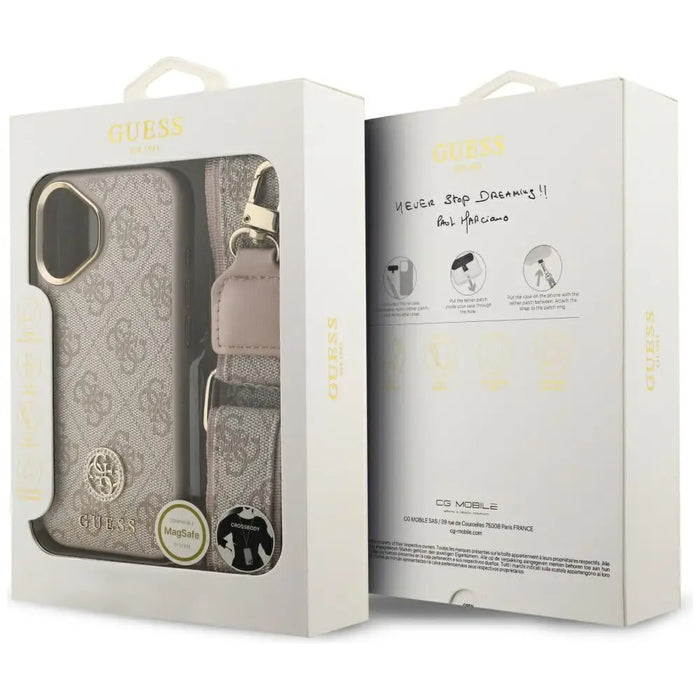 Guess 4G Strass Logo & Big Strap Metal Buttons MagSafe Case for iPhone 17 - Pink - Cell phone cases
