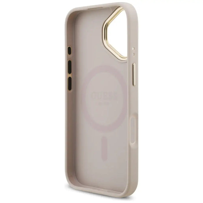 Guess 4G Strass Logo & Big Strap Metal Buttons MagSafe Case for iPhone 17 - Pink - Cell phone cases