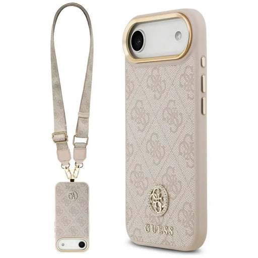 Guess 4G Strass Logo & Big Strap Metal Buttons MagSafe Case for iPhone Air - Pink - Cell phone cases