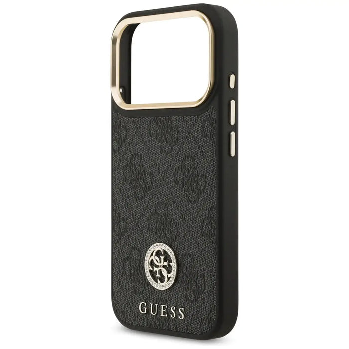 Guess 4G Strass Logo & Big Strap Metal Buttons MagSafe Case for iPhone 17 Pro - Black - Cell phone cases