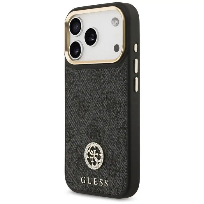 Guess 4G Strass Logo & Big Strap Metal Buttons MagSafe Case for iPhone 17 Pro - Black - Cell phone cases