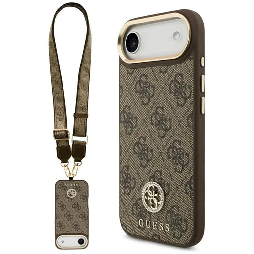Guess 4G Strass Logo & Big Strap Metal Buttons MagSafe Case for iPhone Air - Brown - Cell phone cases