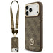 Guess 4G Strass Logo & Big Strap Metal Buttons MagSafe Case for iPhone 17 Pro Max - Brown - Cell phone cases