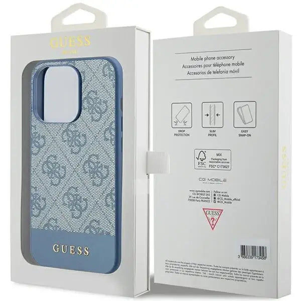 Guess 4G Stripe Collection case for iPhone 15 Pro Max - blue - Cell phone cases and covers<<<HurtelXML