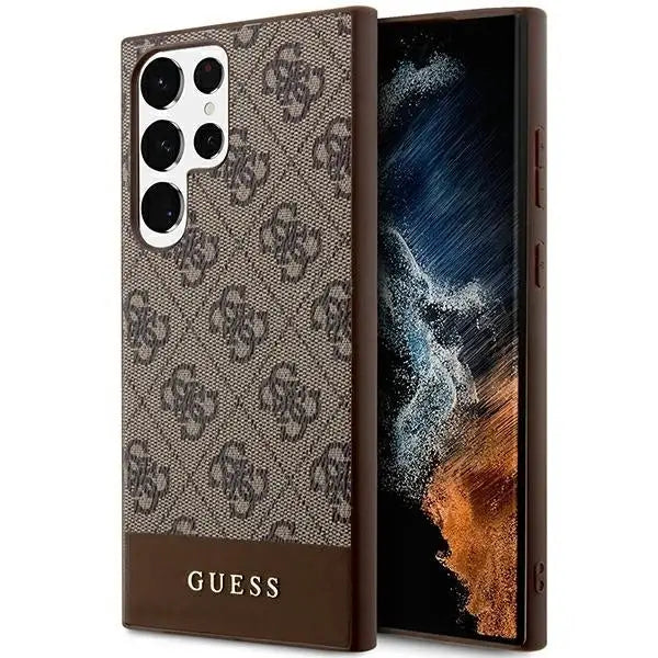 Guess 4G Stripe Collection case for Samsung Galaxy S24 Ultra - brown - Cell phone cases and covers<<<HurtelXML